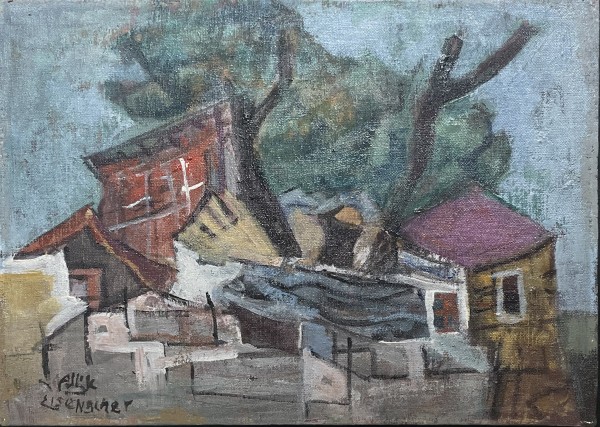 Houses in landscape,